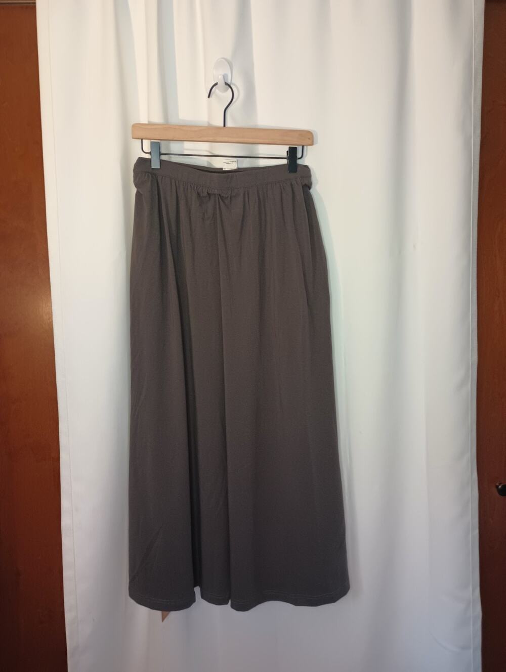 OGL Move Womens Gathered Knit A Line Maxi Skirt S Gray Minimalist Outdoor NWT